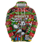 Custom Rabbitohs Rugby Merry Christmas Hoodie Indigenous Australian Art