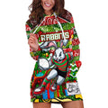 Custom Rabbitohs Rugby Merry Christmas Hoodie Dress Indigenous Australian Art