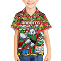 Custom Rabbitohs Rugby Merry Christmas Kid Hawaiian Shirt Indigenous Australian Art