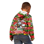 Custom Rabbitohs Rugby Merry Christmas Kid Hoodie Indigenous Australian Art