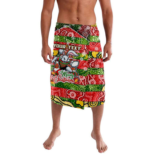 Custom Rabbitohs Rugby Merry Christmas Lavalava Indigenous Australian Art