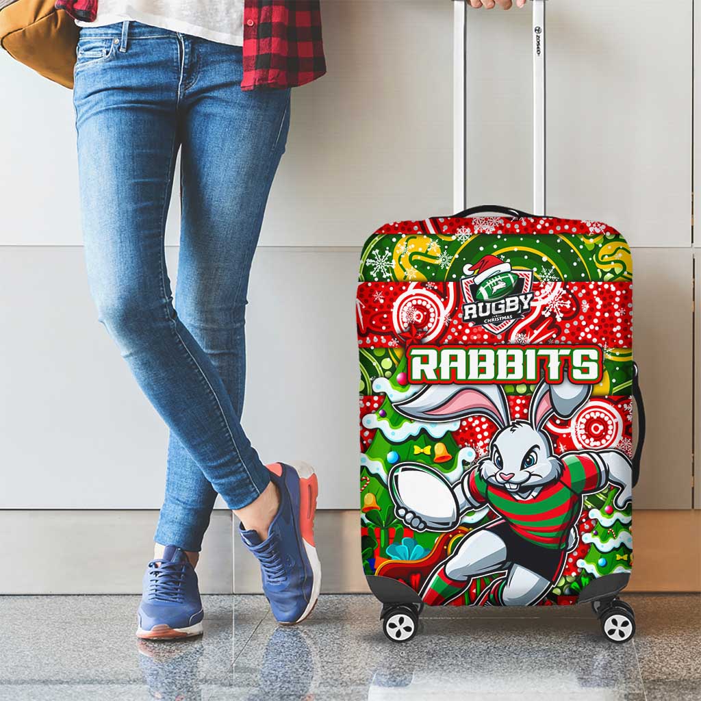 Rabbitohs Rugby Merry Christmas Luggage Cover Indigenous Australian Art