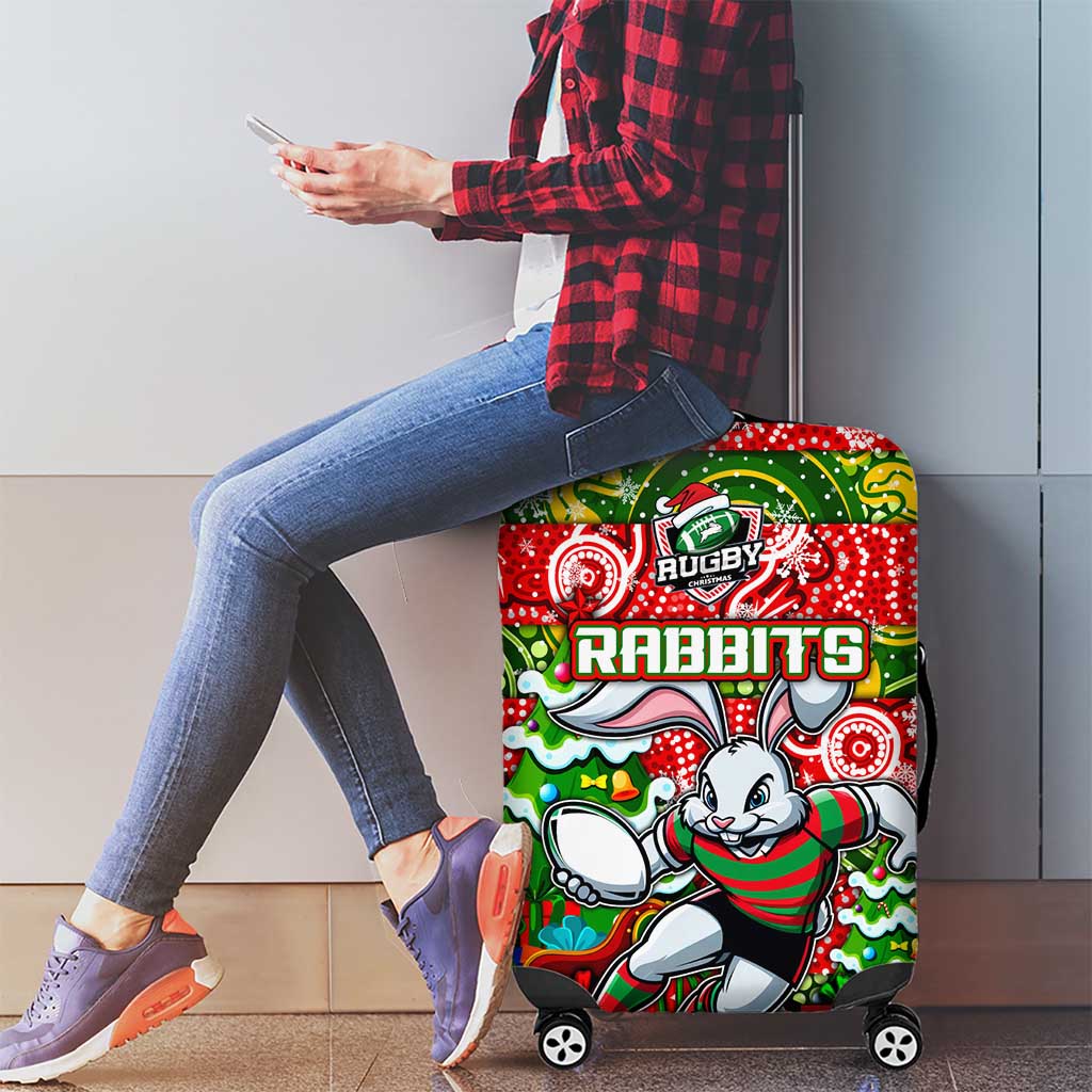 Rabbitohs Rugby Merry Christmas Luggage Cover Indigenous Australian Art