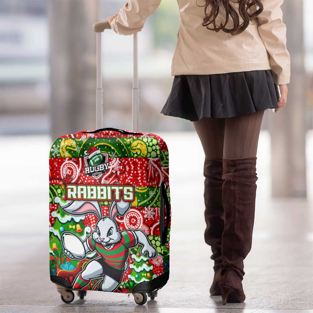 Rabbitohs Rugby Merry Christmas Luggage Cover Indigenous Australian Art
