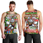 Custom Rabbitohs Rugby Merry Christmas Men Tank Top Indigenous Australian Art