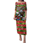 Custom Rabbitohs Rugby Merry Christmas Puletasi Indigenous Australian Art