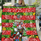 Rabbitohs Rugby Merry Christmas Quilt Indigenous Australian Art