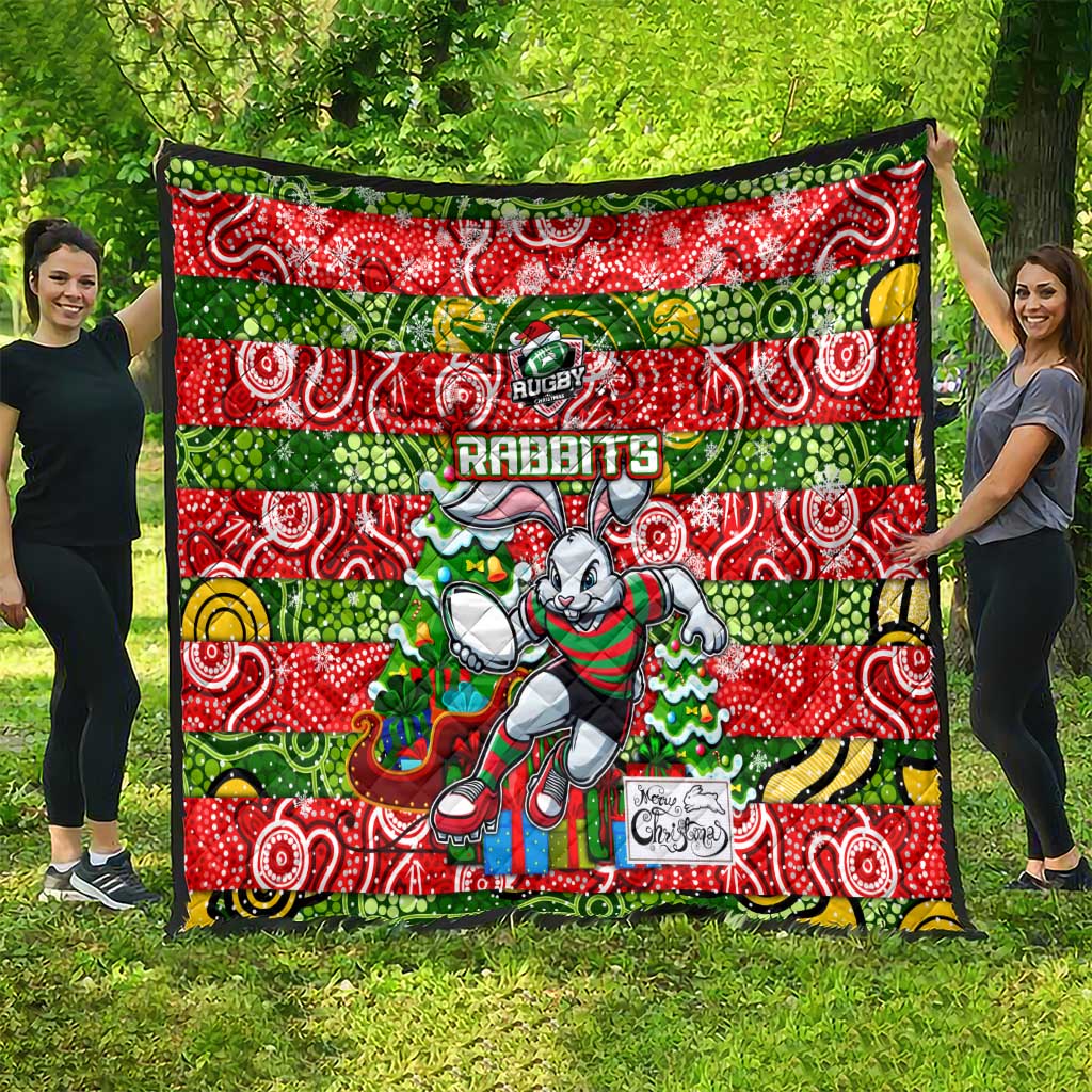 Rabbitohs Rugby Merry Christmas Quilt Indigenous Australian Art