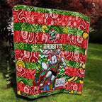 Rabbitohs Rugby Merry Christmas Quilt Indigenous Australian Art