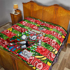 Rabbitohs Rugby Merry Christmas Quilt Indigenous Australian Art