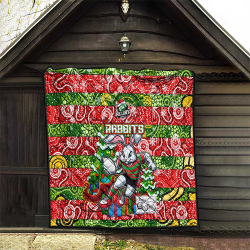 Rabbitohs Rugby Merry Christmas Quilt Indigenous Australian Art