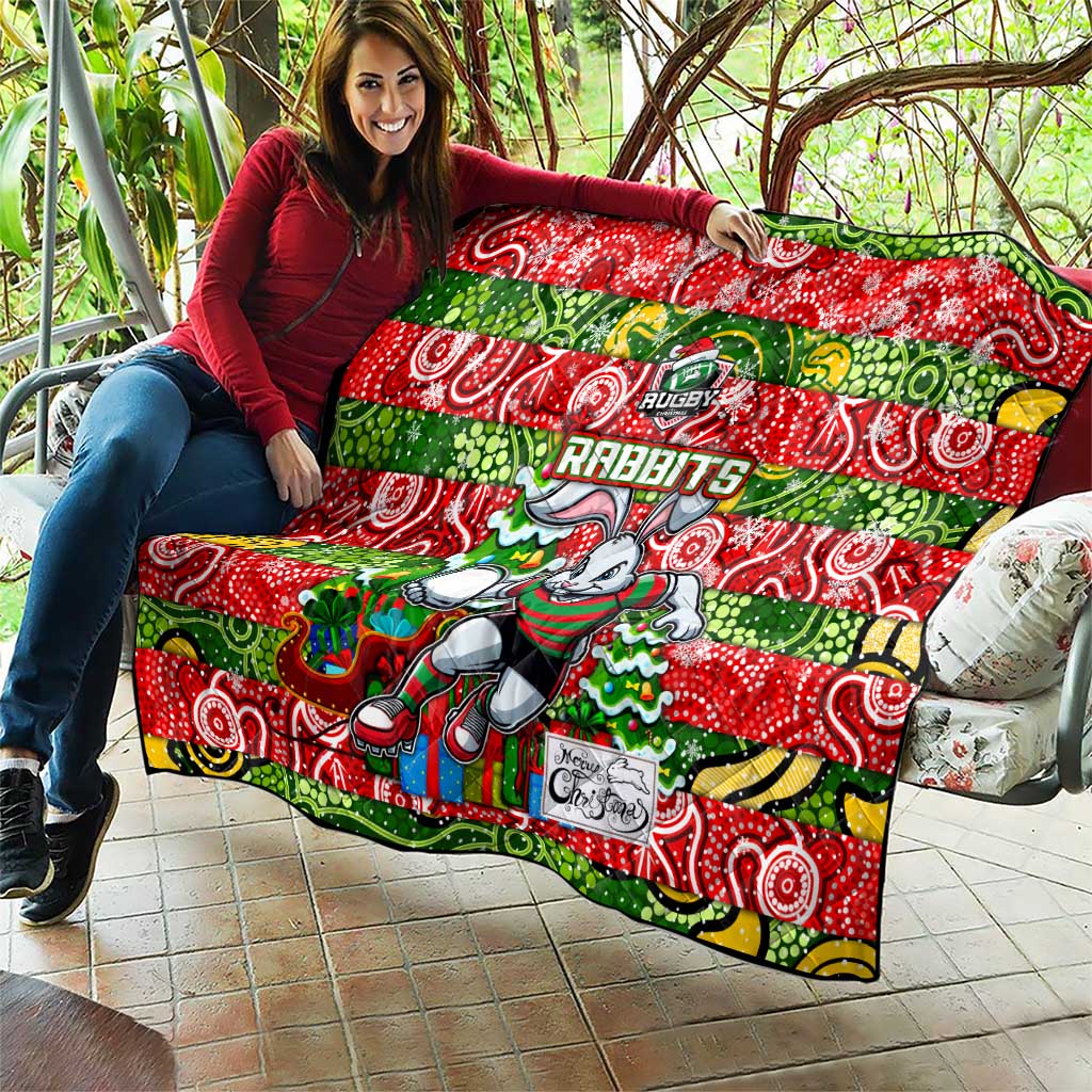 Rabbitohs Rugby Merry Christmas Quilt Indigenous Australian Art