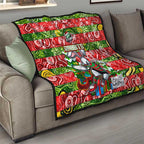 Rabbitohs Rugby Merry Christmas Quilt Indigenous Australian Art