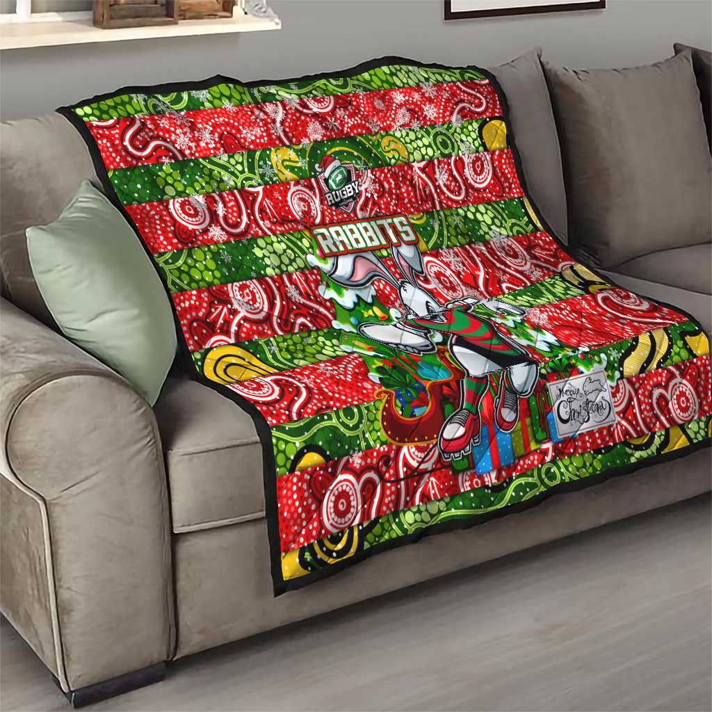 Rabbitohs Rugby Merry Christmas Quilt Indigenous Australian Art
