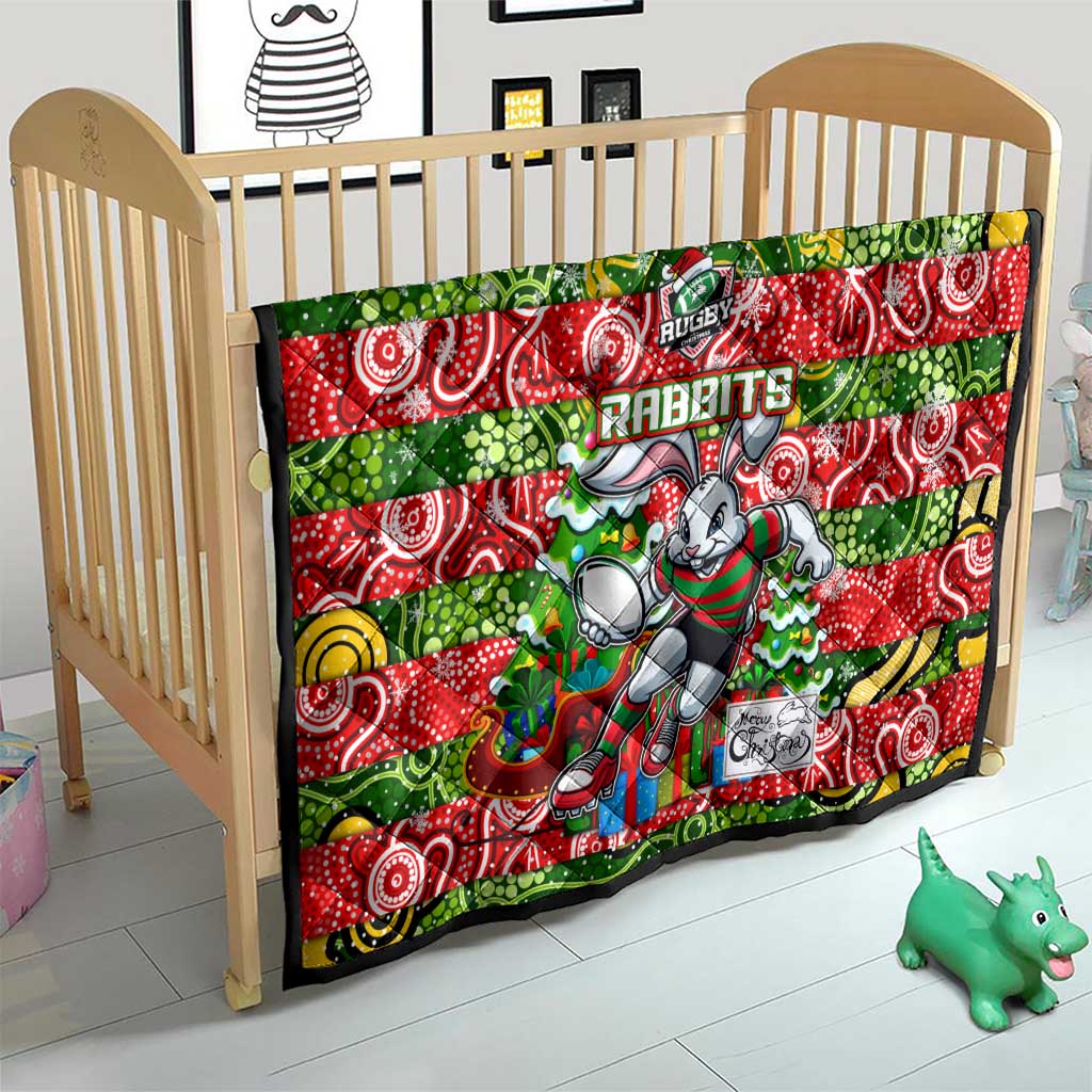 Rabbitohs Rugby Merry Christmas Quilt Indigenous Australian Art