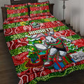 Rabbitohs Rugby Merry Christmas Quilt Bed Set Indigenous Australian Art