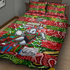 Rabbitohs Rugby Merry Christmas Quilt Bed Set Indigenous Australian Art