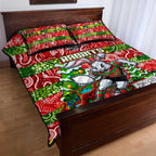 Rabbitohs Rugby Merry Christmas Quilt Bed Set Indigenous Australian Art