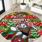 Rabbitohs Rugby Merry Christmas Round Carpet Indigenous Australian Art