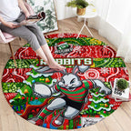 Rabbitohs Rugby Merry Christmas Round Carpet Indigenous Australian Art