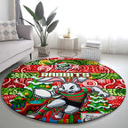 Rabbitohs Rugby Merry Christmas Round Carpet Indigenous Australian Art
