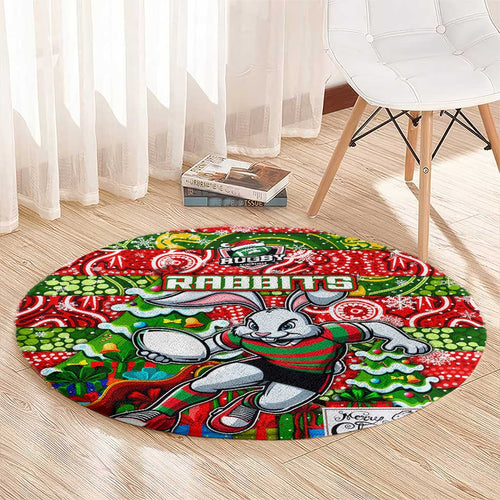 Rabbitohs Rugby Merry Christmas Round Carpet Indigenous Australian Art