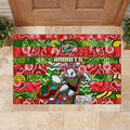Rabbitohs Rugby Merry Christmas Rubber Doormat Indigenous Australian Art
