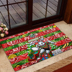 Rabbitohs Rugby Merry Christmas Rubber Doormat Indigenous Australian Art