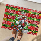 Rabbitohs Rugby Merry Christmas Rubber Doormat Indigenous Australian Art