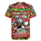 Custom Rabbitohs Rugby Merry Christmas Rugby Jersey Indigenous Australian Art