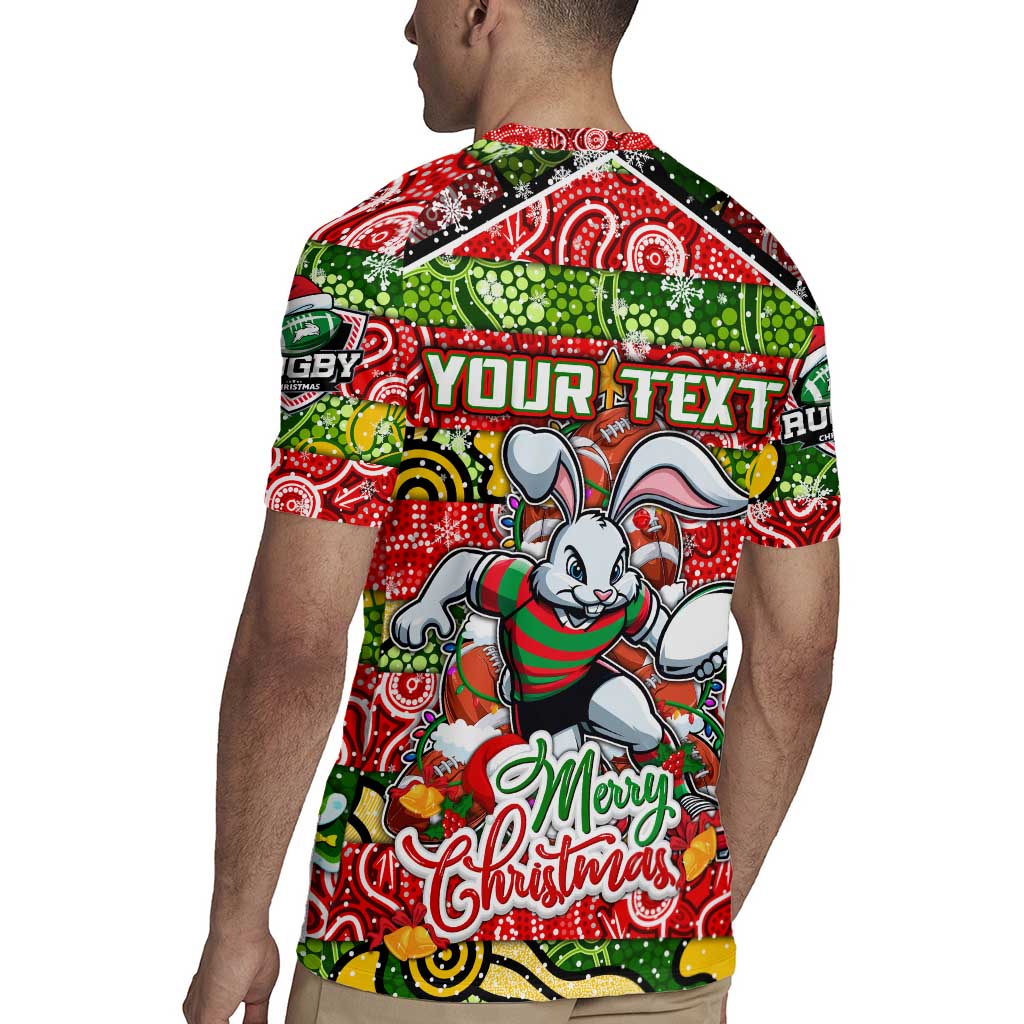 Custom Rabbitohs Rugby Merry Christmas Rugby Jersey Indigenous Australian Art