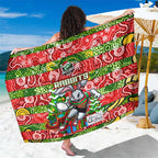 Rabbitohs Rugby Merry Christmas Sarong Indigenous Australian Art
