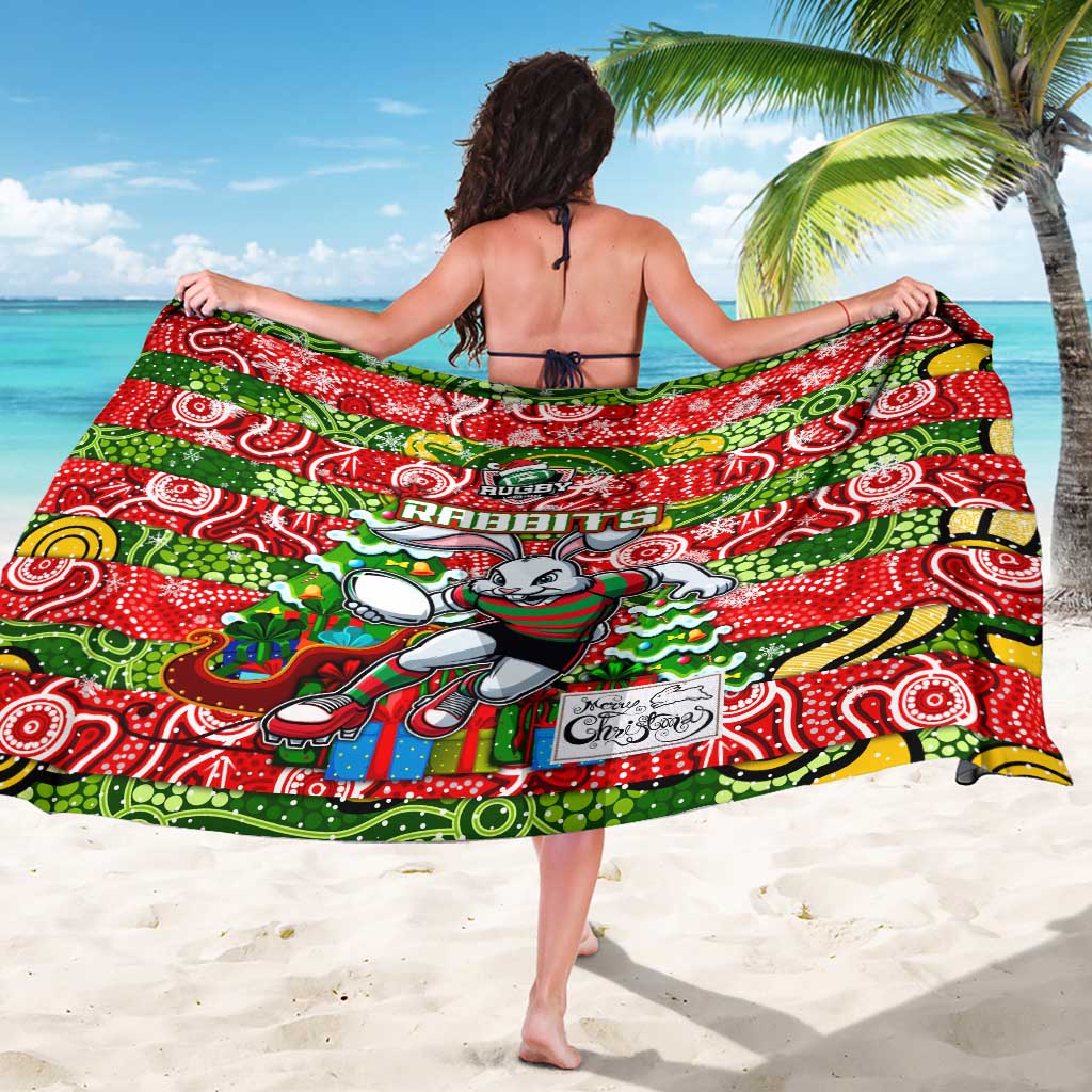 Rabbitohs Rugby Merry Christmas Sarong Indigenous Australian Art
