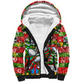 Custom Rabbitohs Rugby Merry Christmas Sherpa Hoodie Indigenous Australian Art