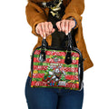 Rabbitohs Rugby Merry Christmas Shoulder Handbag Indigenous Australian Art