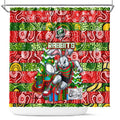 Rabbitohs Rugby Merry Christmas Shower Curtain Indigenous Australian Art