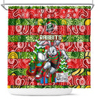 Rabbitohs Rugby Merry Christmas Shower Curtain Indigenous Australian Art