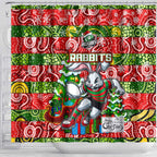 Rabbitohs Rugby Merry Christmas Shower Curtain Indigenous Australian Art