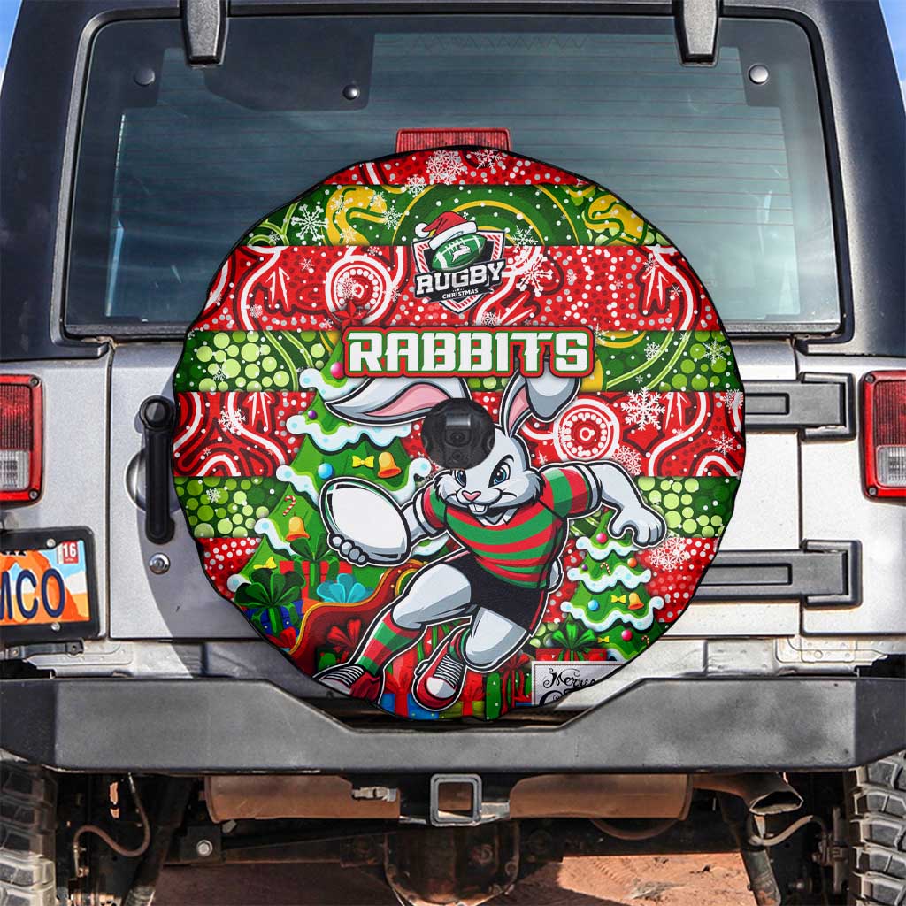 Rabbitohs Rugby Merry Christmas Spare Tire Cover Indigenous Australian Art