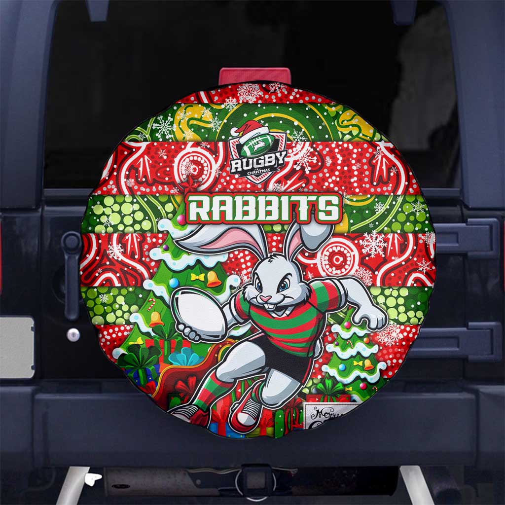 Rabbitohs Rugby Merry Christmas Spare Tire Cover Indigenous Australian Art
