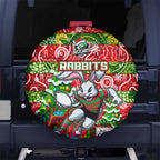 Rabbitohs Rugby Merry Christmas Spare Tire Cover Indigenous Australian Art
