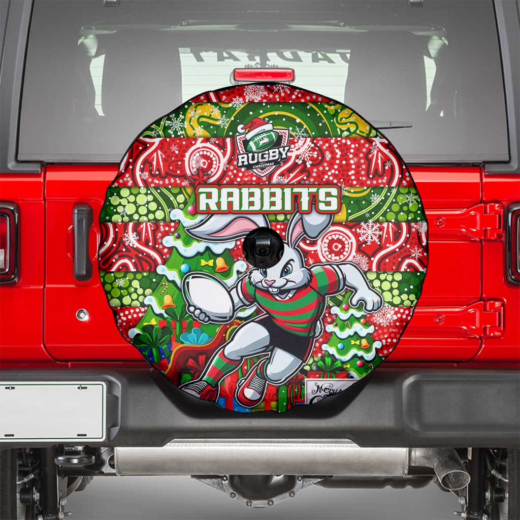 Rabbitohs Rugby Merry Christmas Spare Tire Cover Indigenous Australian Art