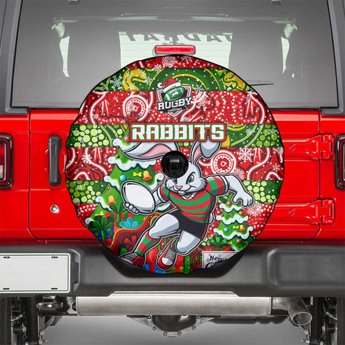Rabbitohs Rugby Merry Christmas Spare Tire Cover Indigenous Australian Art