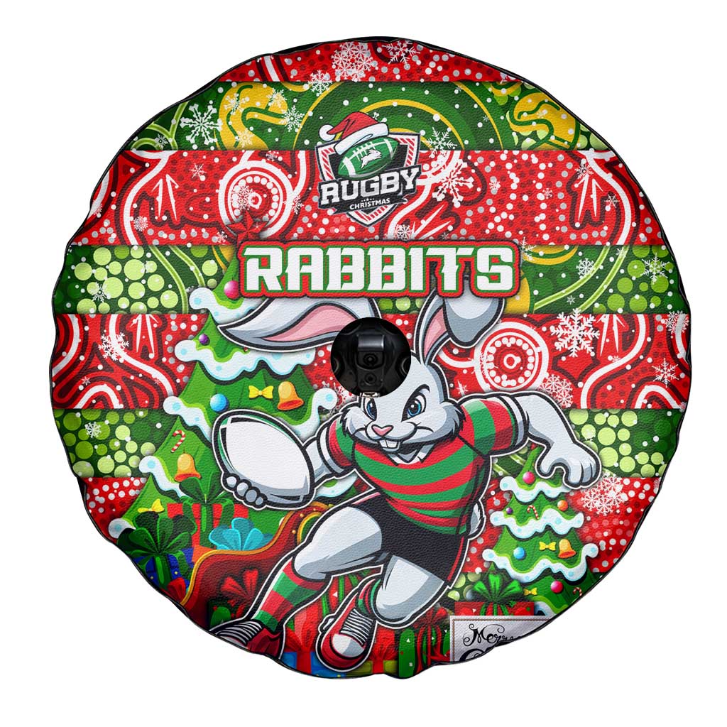 Rabbitohs Rugby Merry Christmas Spare Tire Cover Indigenous Australian Art