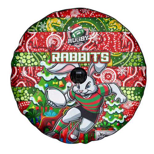 Rabbitohs Rugby Merry Christmas Spare Tire Cover Indigenous Australian Art