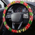 Rabbitohs Rugby Merry Christmas Steering Wheel Cover Indigenous Australian Art