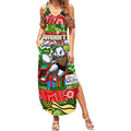 Custom Rabbitohs Rugby Merry Christmas Summer Maxi Dress Indigenous Australian Art