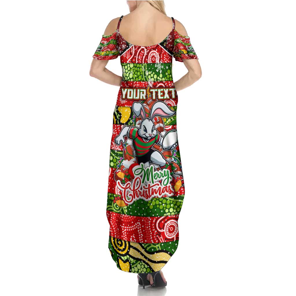 Custom Rabbitohs Rugby Merry Christmas Summer Maxi Dress Indigenous Australian Art