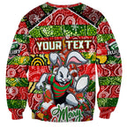Custom Rabbitohs Rugby Merry Christmas Sweatshirt Indigenous Australian Art