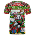 Custom Rabbitohs Rugby Merry Christmas T Shirt Indigenous Australian Art
